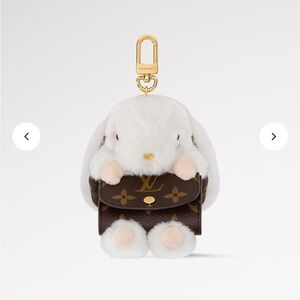 Louis Vuitton Fluffy White Bunny Charm with Monogram AirPod case